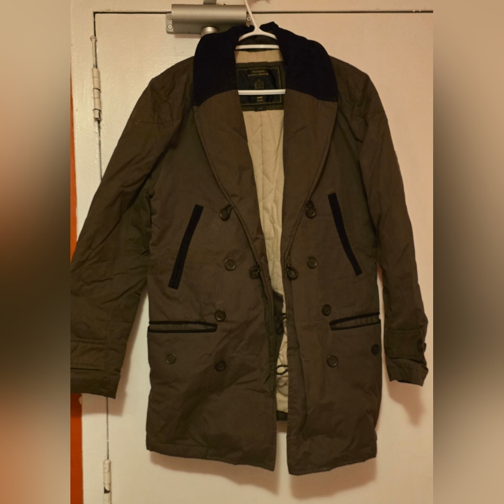 Merc London Army Green Double Breasted Jacket, small